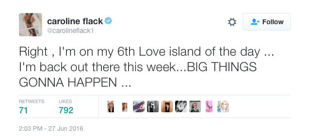 Caroline Flack tweet