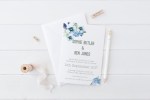 Watercolour floral wedding stationery periwinkle